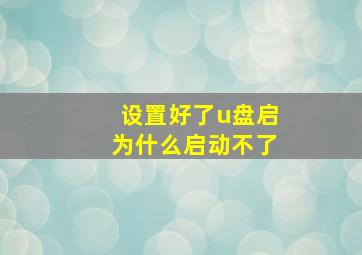 设置好了u盘启为什么启动不了