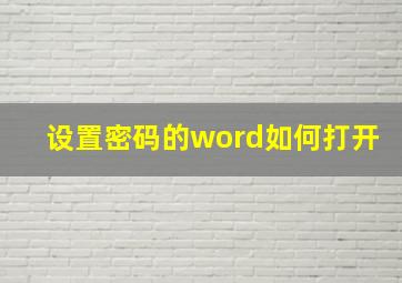 设置密码的word如何打开