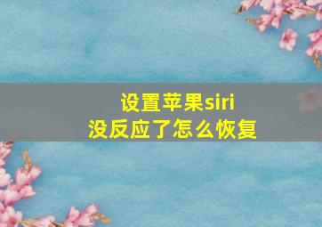 设置苹果siri没反应了怎么恢复