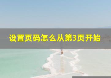 设置页码怎么从第3页开始