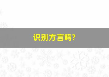 识别方言吗?