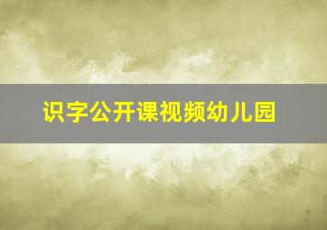 识字公开课视频幼儿园