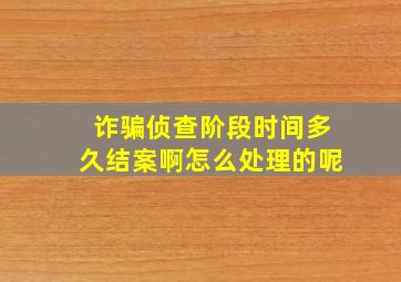 诈骗侦查阶段时间多久结案啊怎么处理的呢