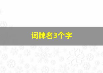 词牌名3个字