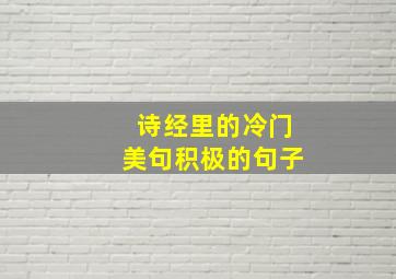 诗经里的冷门美句积极的句子