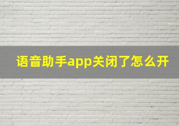 语音助手app关闭了怎么开