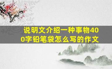 说明文介绍一种事物400字铅笔袋怎么写的作文