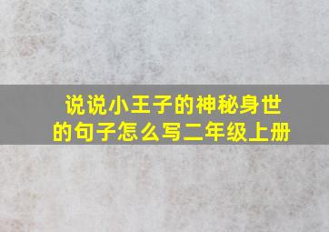 说说小王子的神秘身世的句子怎么写二年级上册