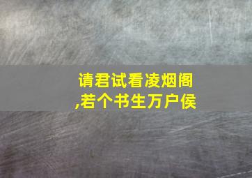 请君试看凌烟阁,若个书生万户侯