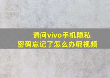 请问vivo手机隐私密码忘记了怎么办呢视频