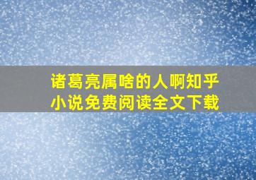 诸葛亮属啥的人啊知乎小说免费阅读全文下载