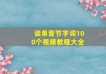 读单音节字词100个视频教程大全