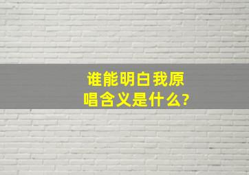 谁能明白我原唱含义是什么?