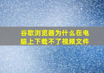 谷歌浏览器为什么在电脑上下载不了视频文件