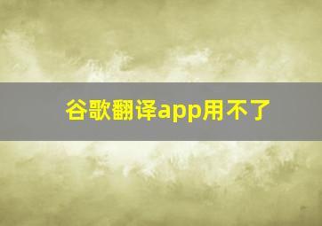 谷歌翻译app用不了