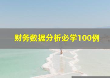 财务数据分析必学100例