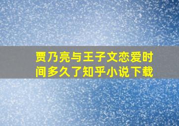 贾乃亮与王子文恋爱时间多久了知乎小说下载