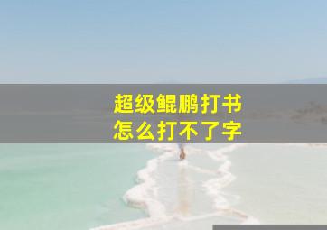 超级鲲鹏打书怎么打不了字