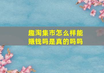 趣淘集市怎么样能赚钱吗是真的吗吗