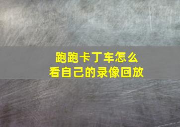 跑跑卡丁车怎么看自己的录像回放