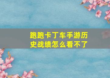 跑跑卡丁车手游历史战绩怎么看不了