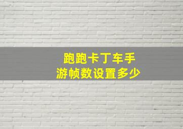 跑跑卡丁车手游帧数设置多少