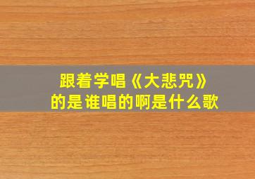 跟着学唱《大悲咒》的是谁唱的啊是什么歌