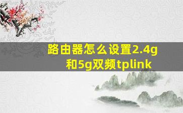 路由器怎么设置2.4g和5g双频tplink