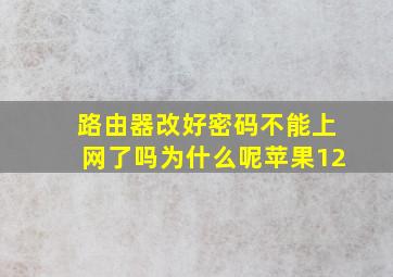 路由器改好密码不能上网了吗为什么呢苹果12