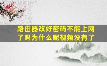 路由器改好密码不能上网了吗为什么呢视频没有了