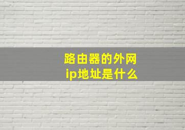 路由器的外网ip地址是什么