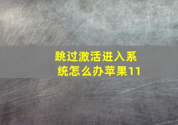 跳过激活进入系统怎么办苹果11