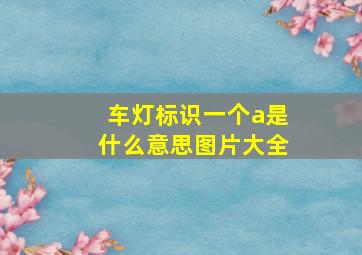 车灯标识一个a是什么意思图片大全