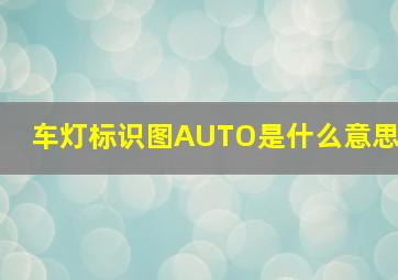 车灯标识图AUTO是什么意思