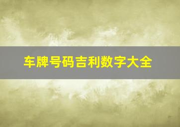 车牌号码吉利数字大全