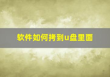 软件如何拷到u盘里面