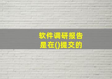 软件调研报告是在()提交的