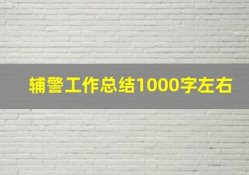 辅警工作总结1000字左右