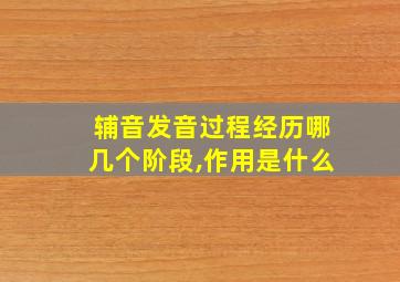 辅音发音过程经历哪几个阶段,作用是什么