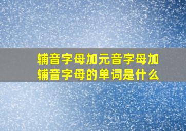 辅音字母加元音字母加辅音字母的单词是什么