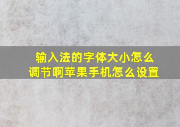 输入法的字体大小怎么调节啊苹果手机怎么设置