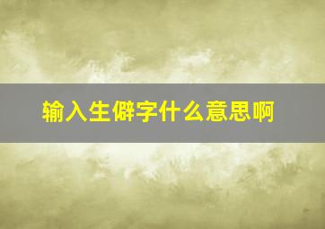 输入生僻字什么意思啊