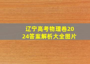 辽宁高考物理卷2024答案解析大全图片