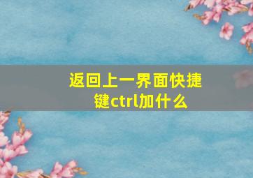 返回上一界面快捷键ctrl加什么