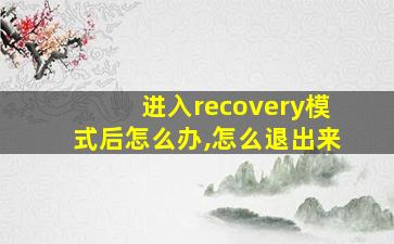 进入recovery模式后怎么办,怎么退出来