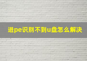 进pe识别不到u盘怎么解决