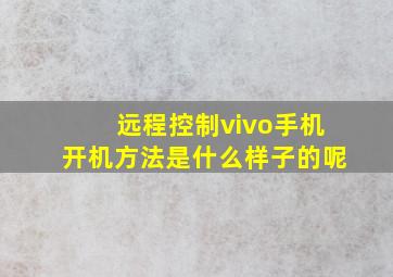 远程控制vivo手机开机方法是什么样子的呢