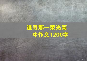 追寻那一束光高中作文1200字