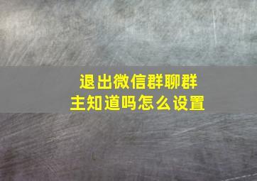 退出微信群聊群主知道吗怎么设置