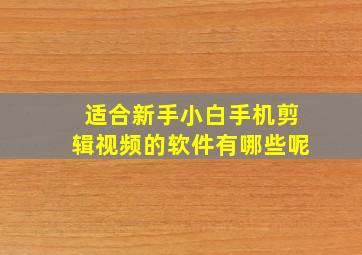 适合新手小白手机剪辑视频的软件有哪些呢